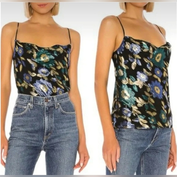 NWT Lovers and Friends Baby Doll Metallic Floral Rhode Cami Tank Top Size Medium - Picture 1 of 16